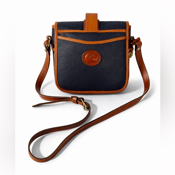 Dooney & Bourke Leather Crossbody Bag Navy Brown Vintage Style Designer Handbag - Picture 15 of 15